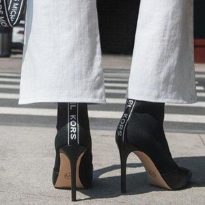 Michael Kors Vicky Logo Tape Knit Ankle Booties